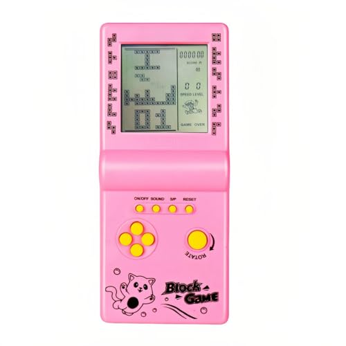 TAQY Retro Spielkonsole blockieren 26 Spiele Tragbare tragbare Konsole Brick-Spiel/Rennen/Panzerschlacht Puzzlespiel Elektronisches Spielzeug Kinder/Freunde (Pink) von TAQY