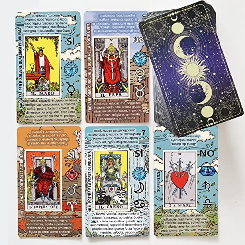 TAROTIKA - Italienische Tarot-Karten, Lernen Tarot Deck Lesen Einfach und Schnell, mit umgekehrten Bedeutungen, JA oder Nein, Horoskope, Planeten und Chakren (Deutsch) von TAROTIKA