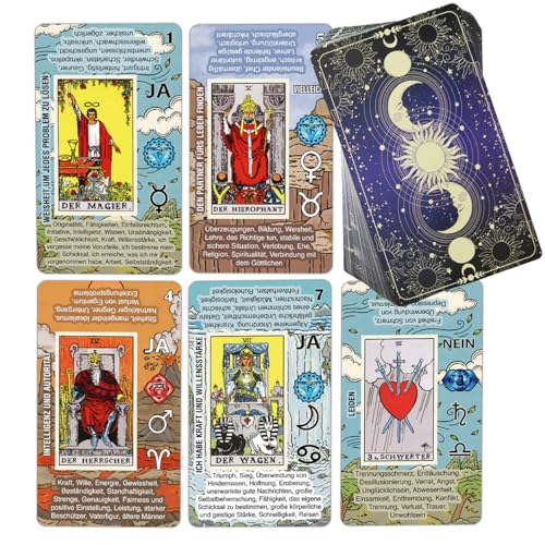 TAROTIKA Tarotkarten Legen Lernen, Tarot-Karten für Anfänger, Kein Handbuch Erforderlich, Einfaches und Schnelles Tarotdeck mit Deutschen Bedeutungen auf Ihnen von TAROTIKA