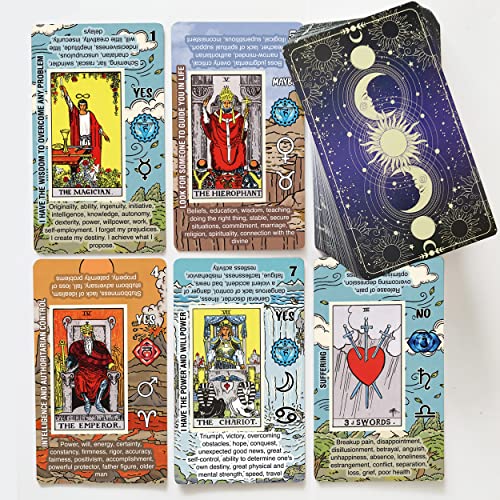 Tarot Cards for Beginners, Learning Tarot Deck, No Guide Book Needed, Tarot Cards with Meanings on Them (English) von TAROTIKA