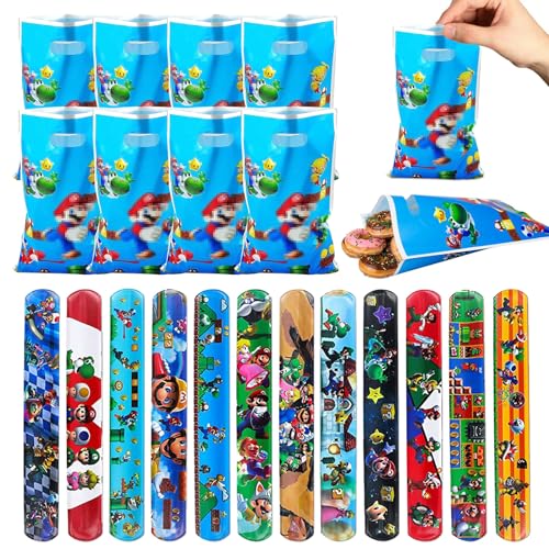 TASAHNI 22 Stück Kindergeburtstag Party Slap Armband Junge Mitgebsel Marigeburtstag Deko Mariparty Geburtstag Mitgebsel Schnapparmband Kinder Armband Kinder Geburtstagsgeschenke von TASAHNI