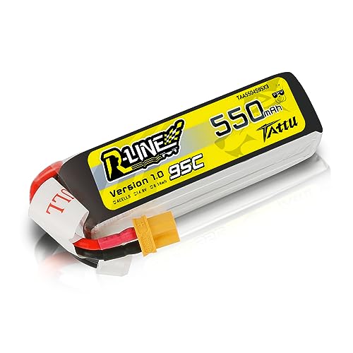 Tattu 4S 550mAh 14.8V 95C 4S1P Lipo Akku mit XT30 Stecker für FPV Racing Quadrocopter 100 180 Größe von TATTU