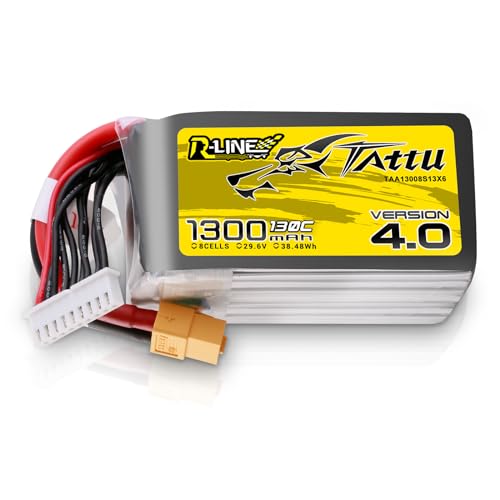 Tattu 8S Lipo Akku 1300mAh 29.6V 130C 8S1P akku mit XT60 Stecker für Professional FPV Racing competitions von TATTU