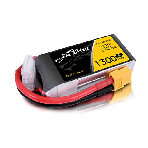 Tattu 3S Lipo Akku 3S 11.1V 1300mAh 75C XT60 Stecker Batterie Zellen für FPV UAV RC Flugzeug Auto Evader BX Quadcopter Hubschrauber LKW Boot von TATTU