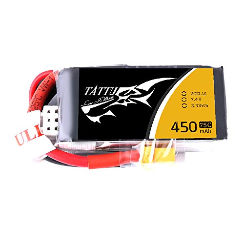 Tattu 2S 450mAh 2S 75C 7,4V Lipo Akku mit XT30 Stecker für kleine FPV-Klingen Torrent 110 Baby Hawk Micro 2 E-Flite 180 CFX von TATTU