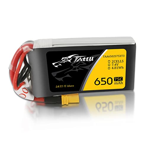 Tattu 2S 650mAh 7.4V 75C 2S1P Lipo Pack Akku mit XT30 Stecker für UAV Drohne FPV Rennen RC Quadrocopter von TATTU