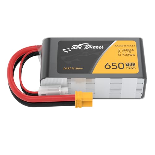 Tattu 3S 650mAh 11.1V 75C 3S1P Lipo Pack Akku mit XT30 Stecker für UAV Drohne FPV Rennen RC Quadrocopter Größe 100 bis 180 von TATTU