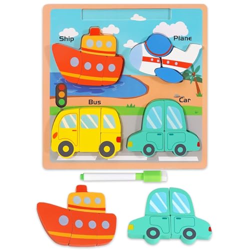 Holzpuzzle für Kinder, Montessori Steckpuzzle Holz, 3D Kinder Holzpuzzle, Spielzeug Puzzle ab 1 2 3 Jahre, FrüHerziehungsspielzeug für Kleinkinder im Alter von 1–3 Jahren(Transport) von TAXTYHRE