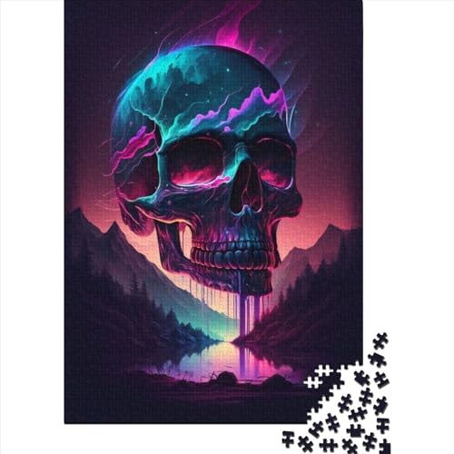 1000 Teile Synthwave Skull4 Puzzle für Erwachsene Holzpuzzle Familienpuzzle Spiel Stressabbau Puzzle für Erwachsene ab 18 Jahren, 1000 Teile (75 x 50 cm) von TBDUEPS