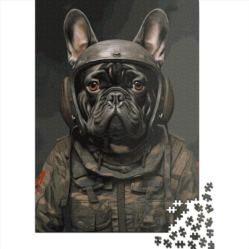 1000-teiliges Holzpuzzle für Erwachsene, Französische Bulldogge, Soldat, Puzzle, Familienspiel, Puzzle, Geschenke für Freunde, 1000 Teile (75 x 50 cm) von TBDUEPS