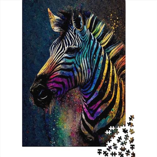 1000-teiliges Puzzle, Zebra-Tuschemalerei, Puzzle für Holzpuzzle, Lernspiele für Erwachsene und 1000 Teile (75 x 50 cm) von TBDUEPS