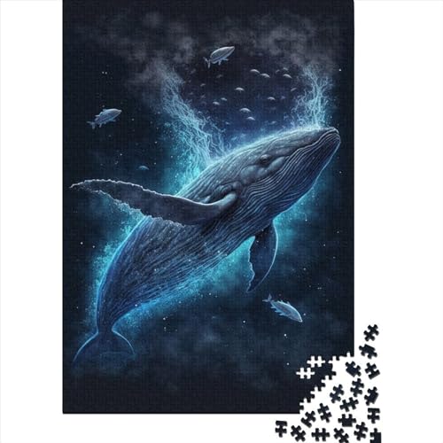 1000-teiliges Puzzle, leuchtendes Wal-Puzzle für Holzpuzzle, Lernspiele für Erwachsene und 1000 Teile (75 x 50 cm) von TBDUEPS