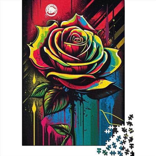 1000-teiliges Puzzle für Erwachsene, Bunte Rosen, Puzzle für Erwachsene, rechteckiges Holzpuzzle, kreatives Puzzle, 1000 Teile (75 x 50 cm) von TBDUEPS