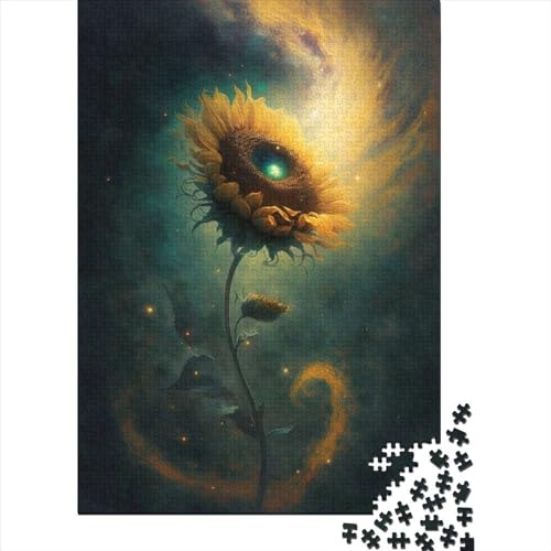 1000-teiliges Puzzle für Erwachsene, Universum Sonnenblume, 6 Puzzles, Familienspiel, Holzpuzzle, 1000 Teile (75 x 50 cm) von TBDUEPS