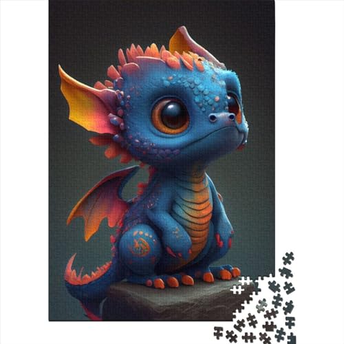 1000-teiliges Puzzle für Erwachsene, süßer bunter Drache, 5 Puzzles zum Selbermachen, Holzpuzzle, Spielzeug, Heimdekoration, 1000 Teile (75 x 50 cm) von TBDUEPS