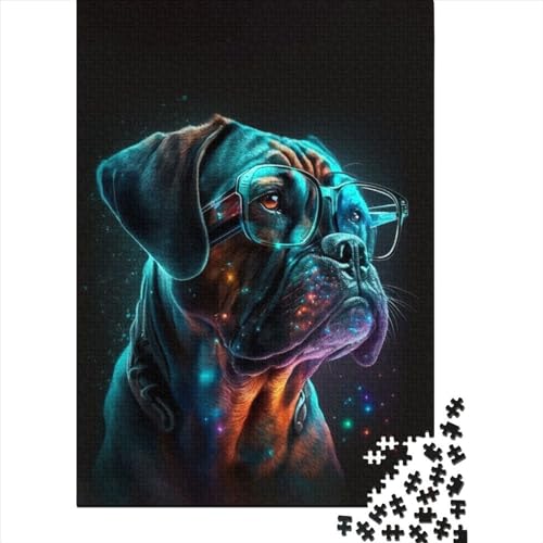 1000-teiliges Puzzle mit Neonbrille, Hund 789353, Holzpuzzle für Erwachsene, Familienpuzzlespiel, Stressabbau-Puzzle für Erwachsene ab 18 Jahren, 1000 Teile (75 x 50 cm) von TBDUEPS