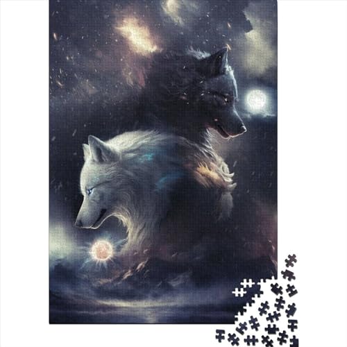 300-teiliges Puzzle für Erwachsene, Skoll- und Hati-Puzzle, rechteckiges Holzpuzzle, kreatives Geschenk für Freunde und Familie, 300 Teile (40 x 28 cm) von TBDUEPS