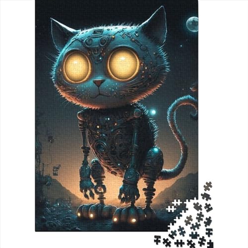 300-teiliges Puzzle für Erwachsene, Weltraum-Mechanische Katze, Puzzle, Familienspiel, Holzpuzzle, 300 Teile (40 x 28 cm) von TBDUEPS