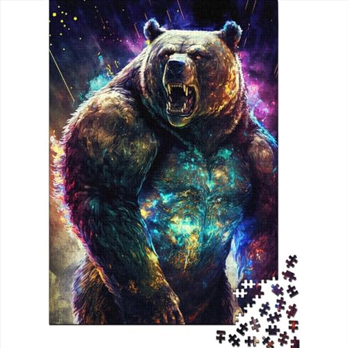 500-teiliges Puzzle „Cosmic Bear“ für Erwachsene, Holzpuzzle für die ganze Familie, Stressabbau-Puzzle für Erwachsene ab 18 Jahren, 500 Teile (52 x 38 cm) von TBDUEPS