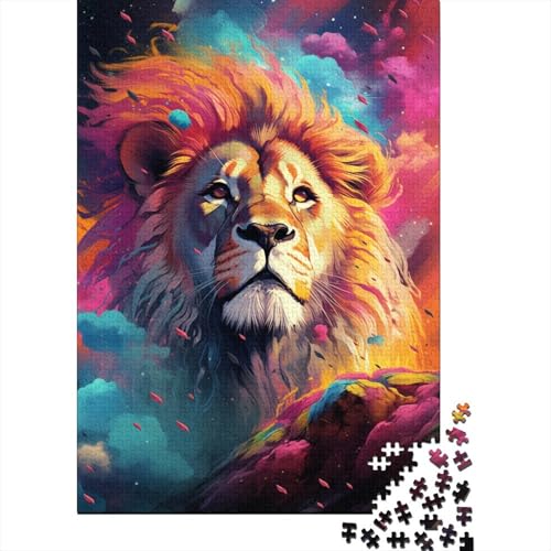 Bunter künstlerischer Löwe, 500 Puzzleteile für Erwachsene, Puzzle-Sets für Familien-Lernspiel, Puzzle 500 Teile (52 x 38 cm) von TBDUEPS