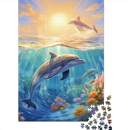 Delphin-Puzzle-Spaß, Premium-Karton-Puzzle für Jungen oder Mädchen, 38 x 26 cm, 1000 Teile von TBDUEPS