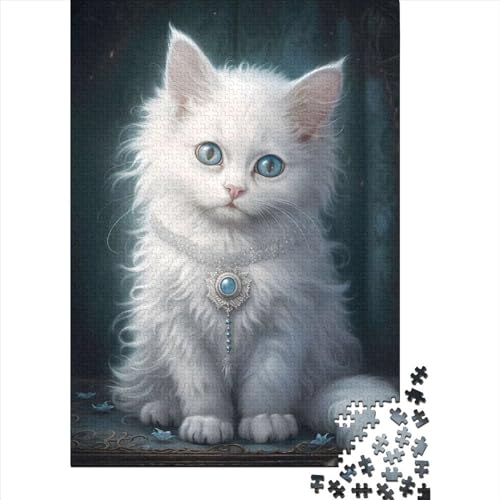 Fluffy White Kitty 09 Puzzle 300 Teile Holzpuzzle Erwachsene Puzzlespiele Lernspielzeug 300 Teile (40x28cm) von TBDUEPS