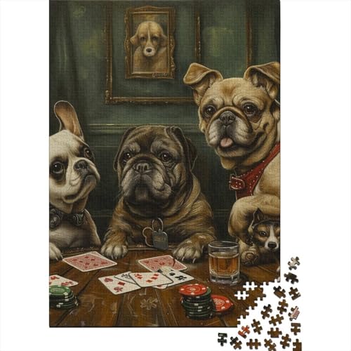 Französische Bulldogge Puzzle, rechteckig, Pappe, Papier, rechteckiges Puzzle für Erwachsene und Kinder, Ostergeschenke, 38 x 26 cm, 1000 Teile von TBDUEPS