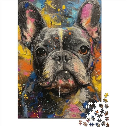 Französische Bulldogge Puzzle Relax Challenge Spielzeug Premium Karton Puzzle für Erwachsene Kinder Ostergeschenke 70x50cm/1000 Teile von TBDUEPS