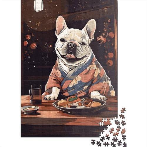 Französische Bulldogge Puzzle für Erwachsene, 300 Teile, schwieriges Puzzle, unmögliches Puzzle für Kinder ab 18 Jahren, 300 Teile (40 x 28 cm) von TBDUEPS