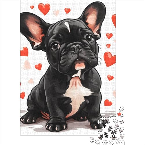 Französisches Bulldoggen-Puzzle, präzises ineinander greifendes rechteckiges Papierpuzzle für Erwachsene und Kinder, einzigartiges Geschenk, 70 x 50 cm/1000 Teile von TBDUEPS