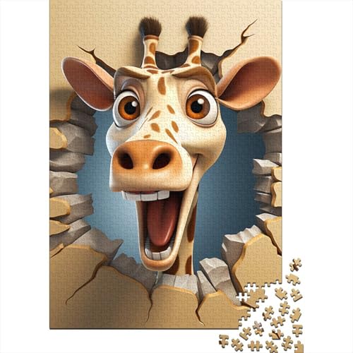 Giraffen-Puzzle, schwierige Herausforderung, 100 Prozent recycelter Karton, Puzzle für Erwachsene, Teenager, 38 x 26 cm/1000 Teile von TBDUEPS