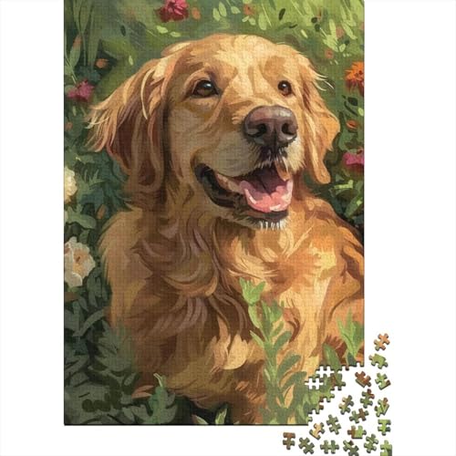 Golden Retriever Puzzle, Denksportaufgabe aus Papier, rechteckig, Puzzle für Erwachsene und Teenager, 70 x 50 cm/1000 Teile von TBDUEPS