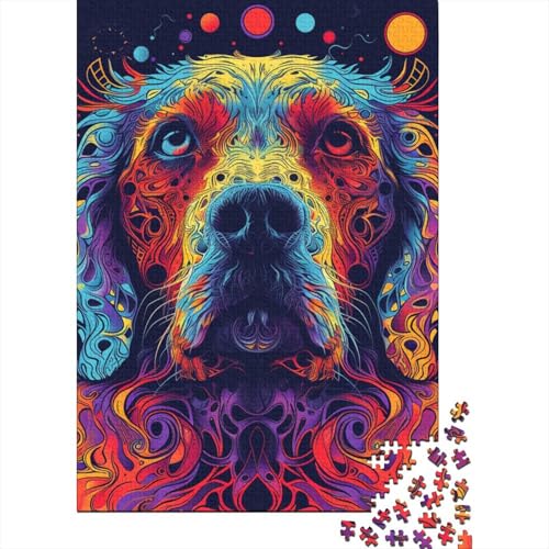 Golden Retriever Puzzle, rechteckig, Pappe, Papier, rechteckiges Puzzle für Erwachsene und Kinder, Ostergeschenke, 38 x 26 cm/1000 Teile von TBDUEPS