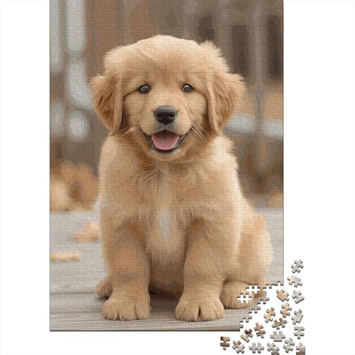 Golden Retriever Puzzle Relax Challenge Spielzeug Papier Rechteckiges Puzzle für Jungen oder Mädchen Vatertagsgeschenke 38x26cm/1000 Teile von TBDUEPS