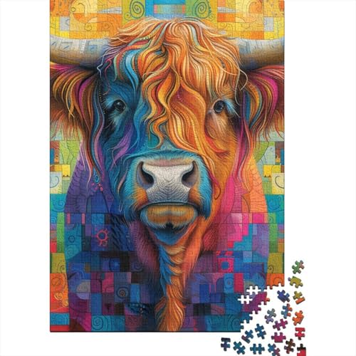 Hochlandrinder-Puzzle, hochwertiges, 100% recyceltes Papppapier, rechteckiges Puzzle für Erwachsene und Teenager, einzigartiges Geschenk, 70 x 50 cm, 1000 Teile von TBDUEPS