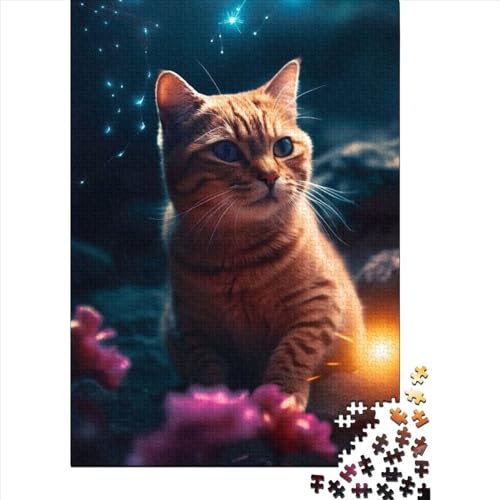 Holzpuzzle 300 Teile, süße Katze auf dem Mars, Puzzle, Familienspiel, Puzzle, Erwachsene und 300 Teile (40 x 28 cm) von TBDUEPS