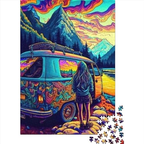 Holzpuzzle-Spielzeug für 1000 Teile, Psychedelic Road Trip Puzzles, Jungen- und Mädchen-Puzzles, Lernspiele für über 18-Jährige, 1000 Teile (75 x 50 cm) von TBDUEPS