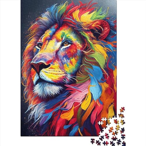 Holzpuzzle-Spielzeug für 1000 Teile, buntes Löwengesicht, Tier, 2 Puzzles für Jungen und Mädchen, Lernspiele für über 18-Jährige, 1000 Teile (75 x 50 cm) von TBDUEPS