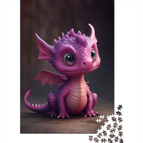 Holzpuzzle-Spielzeug für 500 Teile, süßer lila Drache, 2 Puzzles für Jungen und Mädchen, Lernspiele für über 18-Jährige, 500 Teile (52 x 38 cm) von TBDUEPS