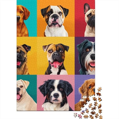 Hunderassen-Puzzle, Denksportaufgabe, Premium-Karton-Puzzle für Kinder und Erwachsene ab 12 Jahren, Ostergeschenke, 70 x 50 cm, 1000 Teile von TBDUEPS
