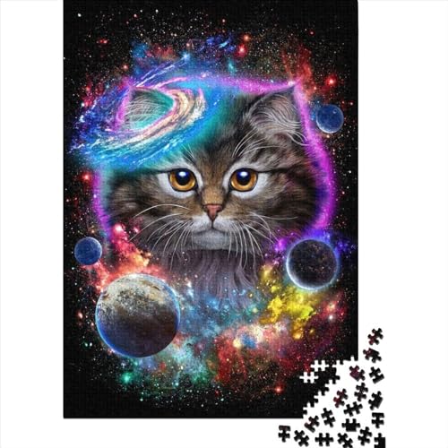 Katze im Weltraum, Kosmos 1, Puzzle für Erwachsene, 300 Teile, schwieriges Puzzle, unmögliches Puzzle für Kinder ab 18 Jahren, 300 Teile (40 x 28 cm) von TBDUEPS