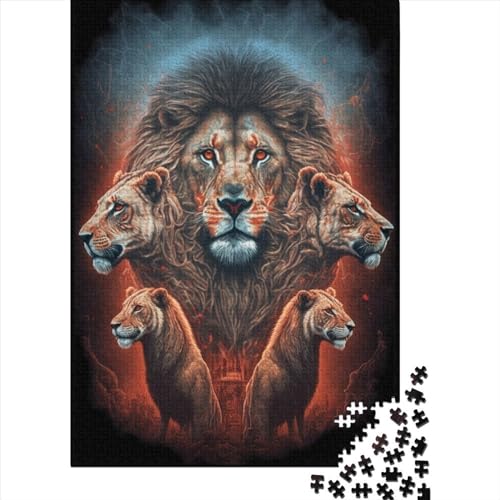 Löwen-Illustrationen Puzzle für Erwachsene, 500-teiliges Puzzle für Erwachsene, Puzzle aus Holz, kreativ für Erwachsene, anspruchsvolles Spiel, 500 Teile (52 x 38 cm) von TBDUEPS