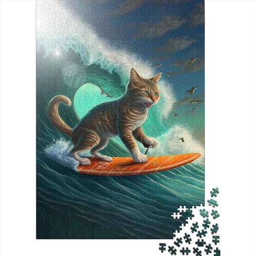 Lustige Katze beim Surfen 1, 1000 Puzzleteile für Erwachsene, Puzzle-Sets für die Familie, Lernspiel, Puzzle 1000 Teile (75 x 50 cm) von TBDUEPS