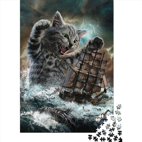 Monster Titan Cat Kraken2 Puzzle, 300 Teile, Holzpuzzle, Spielzeug, Familienspiel, Schwierigkeitsgrad, Herausforderung, Puzzles 300 Teile (40 x 28 cm) von TBDUEPS