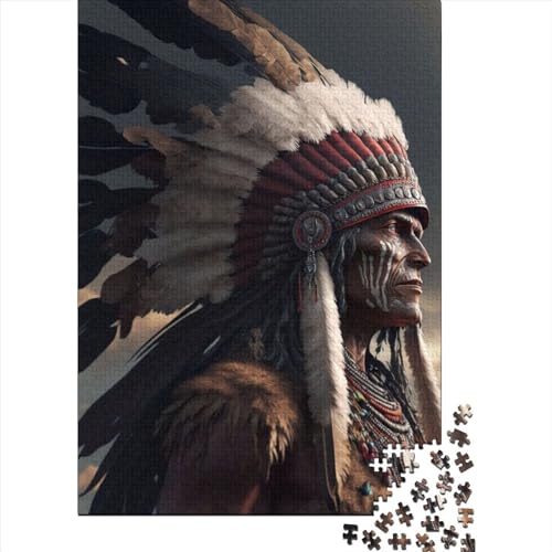 Native Chief Puzzle 1000 Teile Puzzle Spielzeug für Erwachsene Puzzle Einzigartiges schwieriges und herausforderndes Puzzlespiel Spielzeug Geschenk 1000 Teile (75x50cm) von TBDUEPS