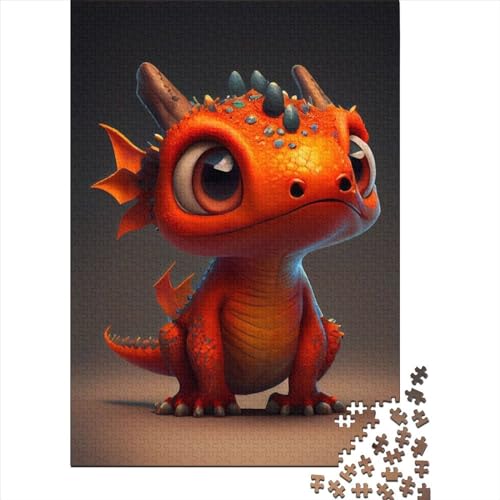 Niedlicher orangefarbener Drache, 10 Puzzles für Erwachsene, 300 Teile, schwierige Puzzles, Erwachsenen-Puzzle, Heimdekorationskunst, Holzpuzzle für Erwachsene, 300 Teile (40 x 28 cm) von TBDUEPS