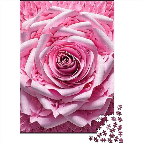 Pink Rose Puzzle Premium 100% Recycling-Papier, rechteckiges Puzzle für Jungen oder Mädchen, 70 x 50 cm/1000 Teile von TBDUEPS