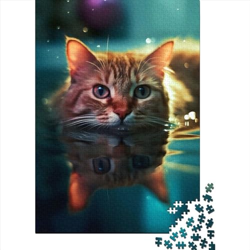 Purrfectly Refreshing Cat Puzzle-Spiele für Erwachsene, Puzzle mit 300 Teilen, Puzzle für Erwachsene, Spiele für Erwachsene, Teenager und 300 Teile (40 x 28 cm) von TBDUEPS