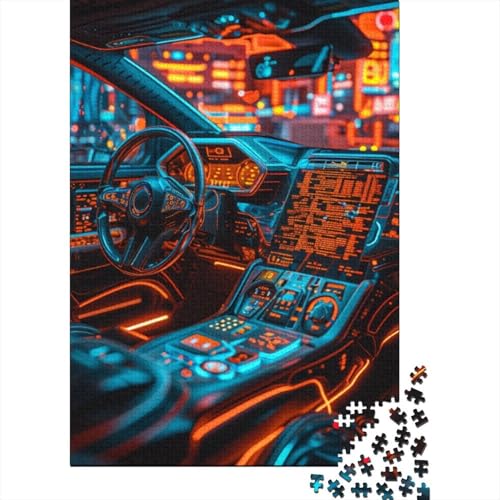 Puzzle „Future Cars“ zum Stressabbau, 100% recycelte Pappe, Puzzle für Erwachsene und Kinder, einzigartiges Geschenk, 70 x 50 cm, 1000 Teile von TBDUEPS