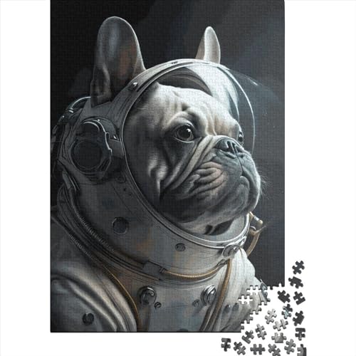 Puzzle 1000 Teile für Erwachsene, Bulldoggen-Astronauten-Puzzle, Kunst-DIY-Spiel, Geschenk, Spielzeug, Familienspiel, 1000 Teile (75 x 50 cm) von TBDUEPS